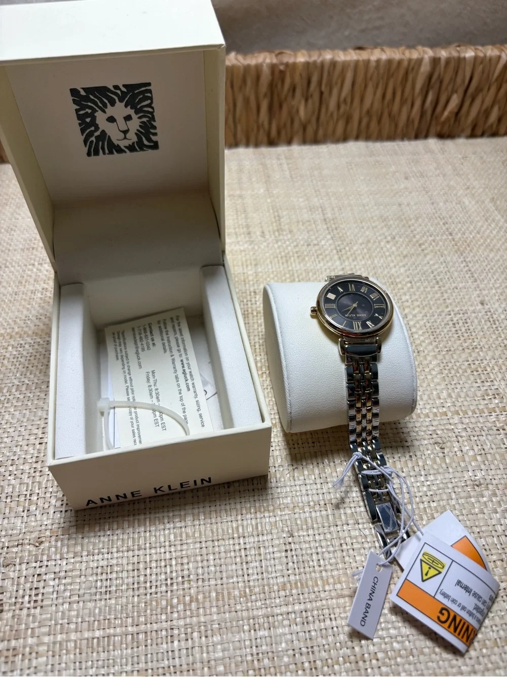 Anne Klein AK-2145 Two Tone Black Dial Women’s Watch New w/ Box Tags